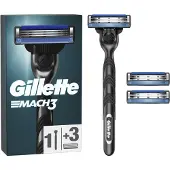 Gillette Mach3 Base 1 Griff + 3 Nachfüllmesser Für Männer