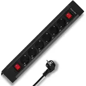 REV SupraLine Steckdosenleiste 6-Fach - Mehrfachsteckdose mit 2 Schaltern, 2,7m