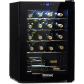 Klarstein Weinkühlschrank, 1 Zonen Getränkekühlschrank Klein, Kleiner Weinschrank 53L, Wein-Kühlschrank Klein mit Glastür, Indoor/Outdoor Flaschenkühlschrank, Wine Fridge 5-18°C, 20 Flaschen