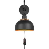 RL Reality Leuchten Wandleuchte Punch R20811732, Metall Schwarz matt/goldfarbig, ex