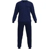 Götzburg Schlafanzug "Pyjama Schlafanzug lang", Herren, Gr. 3XL, blau, Obermaterial: 60% Baumwolle CO. 40% Polyester PES., Homewear-Sets Schlafanzug