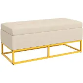 Aosom - Sitzbank - 110L x 44B x 49H cm - beige