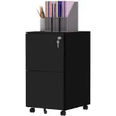 Aosom - Rollcontainer - 37L x 43,5B x 67,5H cm - schwarz