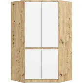 Akord Kleiderschrank Artisan Eiche 100 cm 4 Türen Front Weiß 6 Regalböden B100xH180xT50 cm