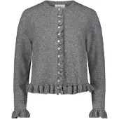 Cartoon Cardigan "Cardigan mit Rüschen", Damen, Gr. 44, grau, Strickjacken Cardigan