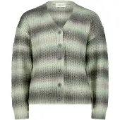 Cartoon Cardigan "Strick-Cardigan mit V-Ausschnitt", Damen, Gr. 34, bunt (khaki, cream), Obermaterial: 60% Polyacryl PAN. 30% Viskose CV. 10% Wolle WO., Strickjacken Cardigan
