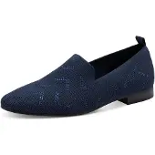 Marco Tozzi Damen Slipper mit Blockabsatz Runde Spitze, Blau (Navy), 36 EU