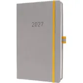 Sigel Wochenkalender Linescape 2027, A5, für 1 Jahr, Vertikal-Layout, 176 Seiten, 1 Woche/2 Seiten, Stiftschlaufe, PU-Hardcover, gelb-hellgrau