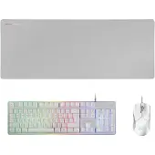 Mars Gaming MCPXWPT, Kabelgebunden, USB, Membran Key Switch, RGB-LED, Weiß, Maus enthalten