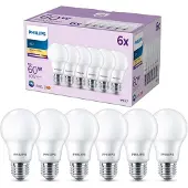 Philips Lampe 60W A60 E27 x6, 8 W, 60 W, E27, 806 lm, 15000 h, Warmweiß