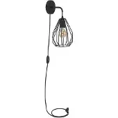 Licht-Erlebnisse Schwarze Wandlampe Stecker Anschluss Kabelschalter Metall außergewöhnliches Design OHLA Moderne Leuchte