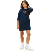 PVH Tommy Hilfiger Mädchen Sweatshirt Kleid Flower mit Einschubtaschen, Blau (Dark Night Navy), 4 Jahre