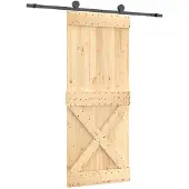 vidaXL Schiebetür Natürlich und Schwarz 85 x 210 cm Massivkiefer