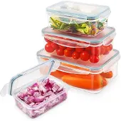 YASHE Frischhaltedose mit Deckel, 4 Teiliges Plastik Vorratsdosen Set, BPA Frei,