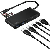 Belkin Connect, USB Typ-C, HDMI, USB 2.0 Type-A, USB 3.2 Gen 1 (3.1 Gen 1) Type-C, MicroSD (TransFlash), SD, Schwarz, Rundkabel, 0,2 m