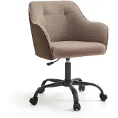 Songmics Homeoffice Stuhl, Drehstuhl, Schreibtischstuhl, höhenverstellbar, bis 110 kg belastbar, atmungsaktiver Stoff, für Arbeitszimmer, Schlafzimmer, braun OBG019K01