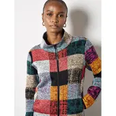 Apricot Fleecejacke "Fleecejacke", Damen, Gr. 18, grau, Strick, Obermaterial: 95% Polyester PES. 5% Elasthan EL., normal, Jacken Fleecejacke, mit Karomuster