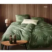 Elegante Mako Satin Bettwäsche Velo 155x220 cm + 80x80 cm | moos - grün