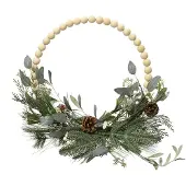 Décoris Holzperlen-Tannenzweigkranz, 40 cm