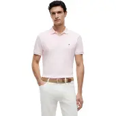 Tommy Hilfiger Herren Poloshirt Kurzarm Liquid Baumwolle mit Knopfleiste, Rosa (Pin