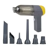 Dunlop Akku Staubsauger Kabellos 36W – Handstaubsauger mit 5 Aufsätzen – USB-C Wiederaufladbarer Autostaubsauger Kabellos – mit 12000Pa Saugleistung und Blasfunktion - Grau/Gelb