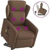 vidaXL Massagesessel mit Aufstehhilfe Braun Stoff
