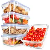 Nutrichef Glas Frischhaltedosen aus Borosilikatglas – Luftdicht, Auslaufsicher,