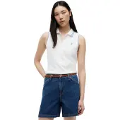 Tommy Hilfiger Damen Poloshirt Kurzarm Swimshop Baumwolle Ärmellos, Weiß (Ecru), M