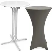 Beautissu STEHTISCH Bellini Ø 60cm Weiß mit Stella Stehtischhusse Ø 60cm Anthrazit