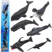 Leantoys Mini-Figurenset Meerestiere Säugetiere Orca Fotka Delfin 6-8Cm 6Tlg