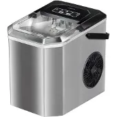 MPM MKD-04M Eiswürfelmaschine Ice Maker Edelstahl Silber 150W 12kg/24h 9 Eiswürfel in 6-8 Minuten 1,2L Wassertank 0,6L Eisbehälter Kontrollleuchten