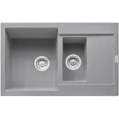 Franke Maris MRG 651-78 in STEINGRAU mit Druckknopfventil u. Abtropfbecken / Ausschnittmaß 760 x 480 mm / Einbauspüle