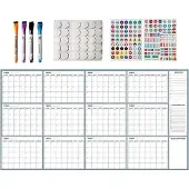 Famanu Monatskalender Ungedatet - Große Planungshilfe - 55x34 Zoll - Grau