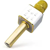 Technaxx BT-X31, Karaoke-Mikrofon, Kabellos, Bluetooth, 2400 MHz, Gold, Weiß, 6 W