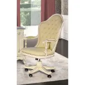 AEA Bürostuhl Holz Chefsessel Chesterfield italienische Möbel weiß drehbar weiß