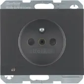 Berker Steckdose mit Schutzkontaktstift und LED-Orientierungslicht K.1 anthrazit, matt, Typ E, 2P+E, Schrauben, Anthrazit, Matt, Status