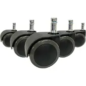 Hjh OFFICE 5x ROLO EASY 11mm/50mm Hartböden - Stuhlrollen Schwarz