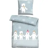 Biberna Feinbiber Bettwäsche Eisbär Größe 100 x 135 cm + 40 x 60 cm