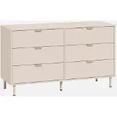 Sweeek - Kommode mit 6 Schubladen, Holzdekor und Metall - Beige