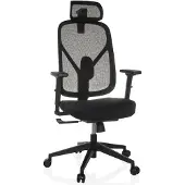 Hjh OFFICE Profi Bürostuhl RALOO ECO Ergonomischer Schreibtischstuhl mit Armlehnen (höhenverstellbar) Stoff / Netzstoff Schwarz Drehstuhl für Büro, Zuhause