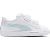 Puma Sneaker "SMASH 30 FADED GLOW V INF", Mädchen, Gr. 24, Textil, weiß (weiß, aqua glow), Synthetik, Schuhe Sneaker