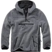 Brandit Kapuzenpullover "Teddyfleece", Herren, Gr. 3XL, grau (anthrazit), Obermaterial: 100% Polyester PES., Pullover Kapuzenpullover