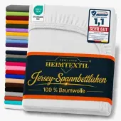 EXKLUSIV HEIMTEXTIL Jersey Spannbettlaken 200 x 220 cm Silber 100% Baumwolle Öko - Tex Zertifiziert Bed-Sheet Bettlaken Spannbetttuch