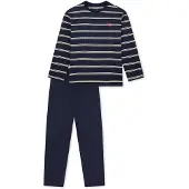 Schiesser Schlafanzug "Pyjama Nightwear Jungs Streifen", Herren, Gr. 152, blau (dunkelblau), Obermaterial: 100% Baumwolle CO., Homewear-Sets Schlafanzug