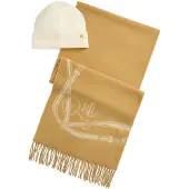 Ralph Lauren für Damen. 454P23530002 Schal mit Pferdemotiv und beige Mütze (OSFA), Lässig, Wolle, Klassisch