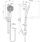 Ideal standard Idealrain Solos Brausekombination, Solos Handbrause mit 3 Funktionen, Höhe 603mm, A7897AA, Farbe: Chrom