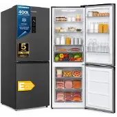 Heinner HCNF-HM400DINVDGE++ Kühl-Gefrierkombination 400 L, Touchbedienung, LED-Display, Anthrazitgrau