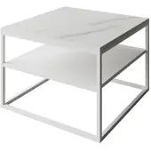 Lookway COUCHTISCH NOVA mit Ablage Weiß / Marmor Levanto