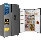 Heinner HSBS-H439NFXWDE++, Freistehend, Amerikanische Tür, Edelstahl, 2 Tür(en), Berührung, LED