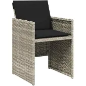 vidaXL 17-tlg. Garten-Essgruppe mit Kissen Hellgrau Poly Rattan